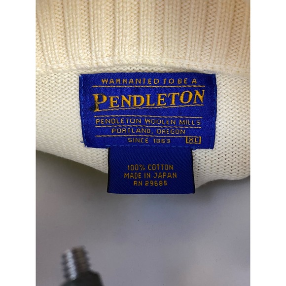 Pendleton Vintage heavy Knit Sweater Made in Japan Cream Beige XL - Picture 6 of 13